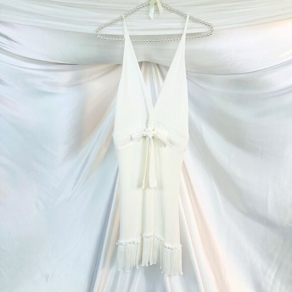 NWOT! Mr. Buho White Gauze Front Tie Waist Mini Dress/Cover-Up - Picture 3 of 12